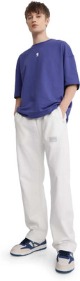 Rare Rabbit Embroidered Men White Track Pants