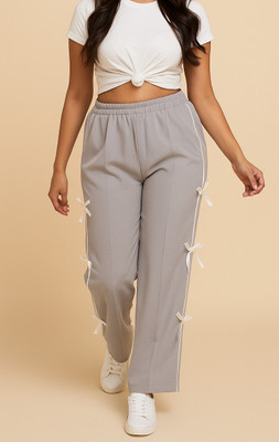 Fabhaat Self Design Women Grey Track Pants