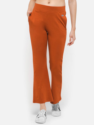 Clovia Solid Women Orange Track Pants
