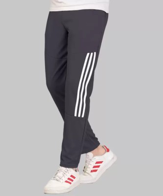 Duooble Striped Men Grey, White Track Pants