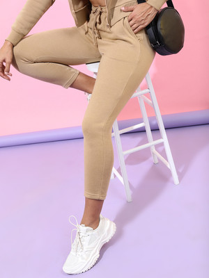 Tokyo Talkies Solid Women Brown Track Pants