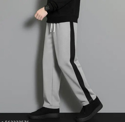 SDE Striped Men Grey Track Pants