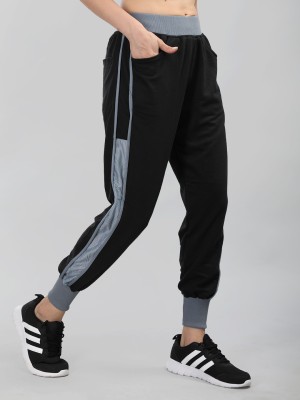 CHKOKKO Colorblock Women Black, Grey Track Pants