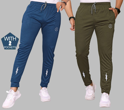 ANAND Printed Men Blue, Dark Green Track Pants