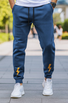 HouseOfCommon Printed Men Blue Track Pants