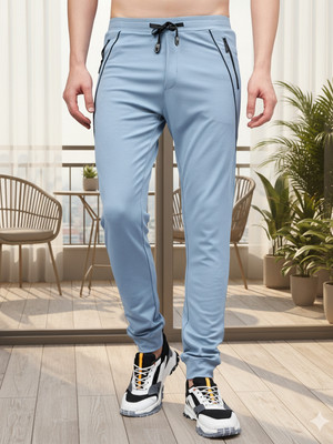 Mountain Colours Solid Men Light Blue Track Pants