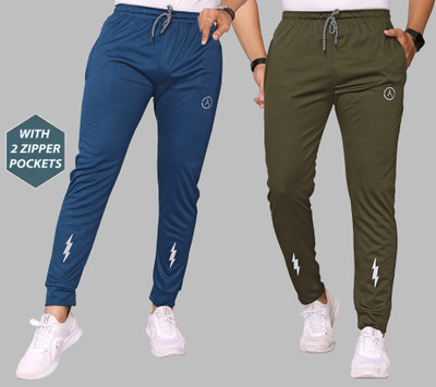 Anand Chevron/Zig Zag Men Blue, Dark Green Track Pants