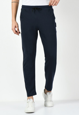 Indistar Solid Men Dark Blue Track Pants