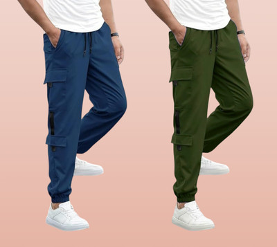 GIBBONTE Self Design Men Blue, Olive Track Pants