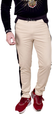 LIBSADRESSES Solid Men Beige Track Pants