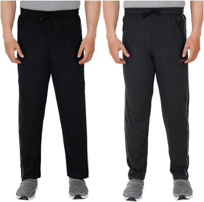 HouseOfCommon Self Design Men Black, Grey Track Pants
