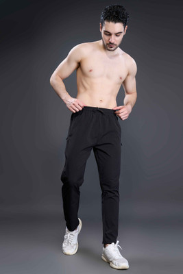Maxzone Solid Men Black Track Pants