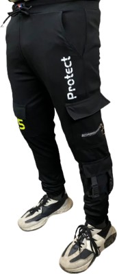 Plus Fitpro Self Design Men Black Track Pants