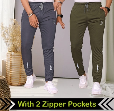 ANAND Self Design Men Grey, Green Track Pants