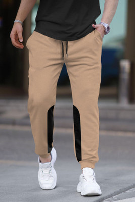 TRIPR Printed, Colorblock Men Beige, Black Track Pants