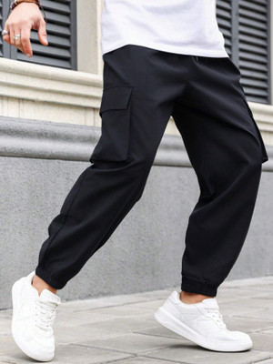 NOBERO Solid Men Black Track Pants