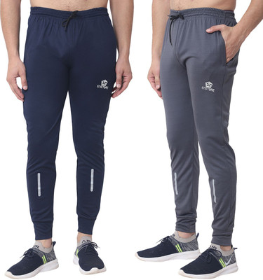 EnStore Solid, Printed Men Blue, Grey Track Pants