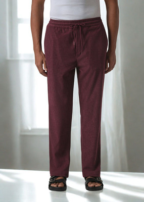 INDICLUB Solid Men Maroon Track Pants