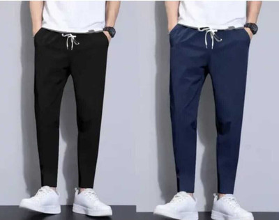 Samvridhienterp Solid Men Black, Blue Track Pants