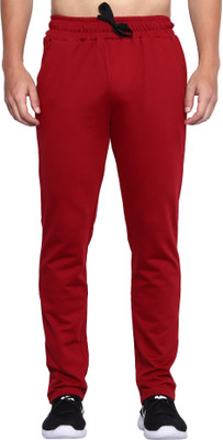 TWF Solid Men Red Track Pants