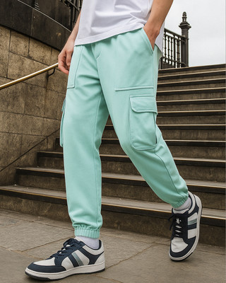 BEWAKOOF Solid Men Green Track Pants