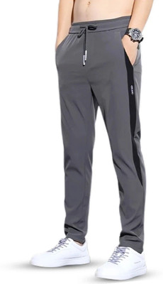 Joggers Park Colorblock Men Grey Track Pants