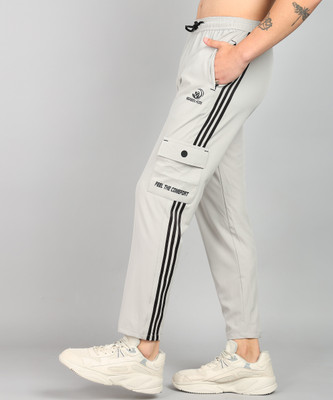 GNOCKFACE Striped Men White Track Pants