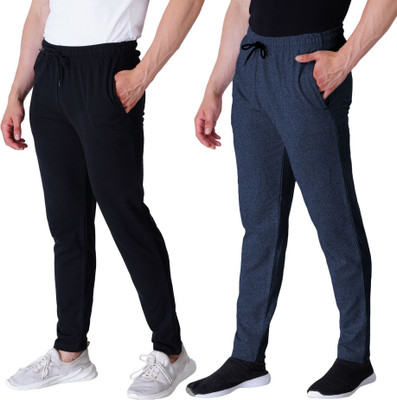 Kartblack Solid Men Black Track Pants