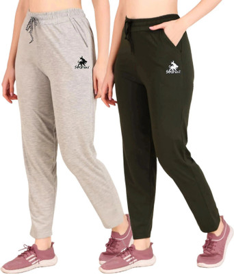SEAPRINT Solid Women Grey, Dark Green Track Pants