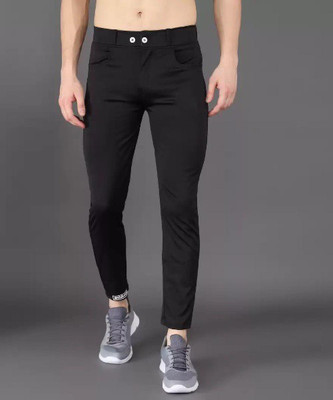 ynam Solid Men Black Track Pants