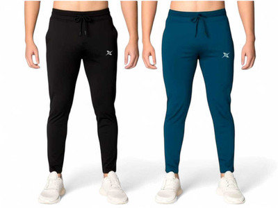 LOTEX Solid Men Black, Blue Track Pants
