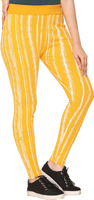 Weboasis Striped Women Yellow Track Pants