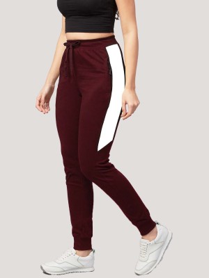 MANIAC Colorblock Women Maroon Track Pants