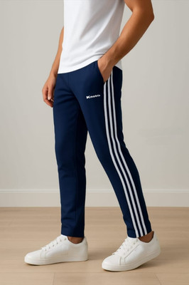 KNOTRIX Solid, Striped Men Blue Track Pants