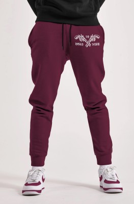 TRIPR Printed Men Maroon Track Pants