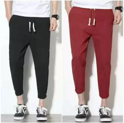 HR FEBRICETION Solid Men Black, Maroon Track Pants