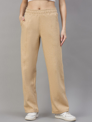 98 Degree North Solid Women Beige Track Pants