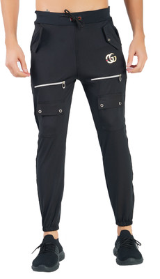 MindsArt Self Design Men Black Track Pants