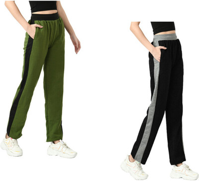 KAVYA Striped Women Green, Black Track Pants
