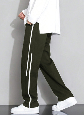CULISH Striped Men Green Track Pants