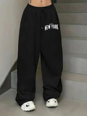LUGRANTHA Printed Women Black Track Pants