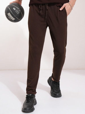 HIGHLANDER Popcorn Structured Solid Men Brown Track Pants