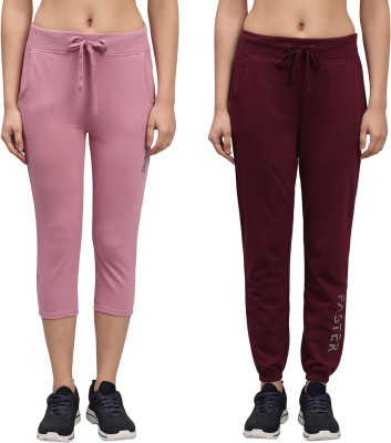 TRAZO Solid Women Purple, Maroon Track Pants