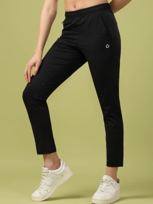 TECHNOSPORT Solid Women Black Track Pants