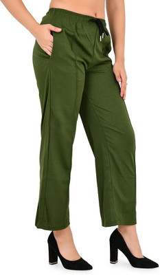 Romaan Fashion Solid Women Green Track Pants