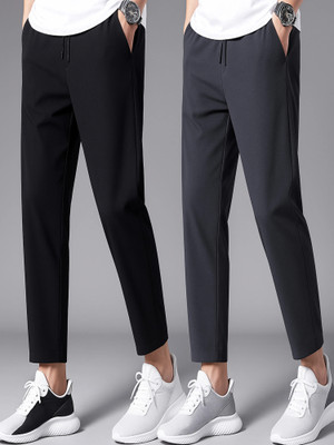 TRIP MART Solid Men Black, Grey Track Pants