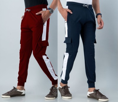 R RIDACHY Colorblock Men Dark Blue, Maroon Track Pants