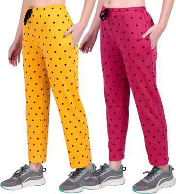 FASHIONHOUSETS Polka Print Women Yellow, Pink Track Pants