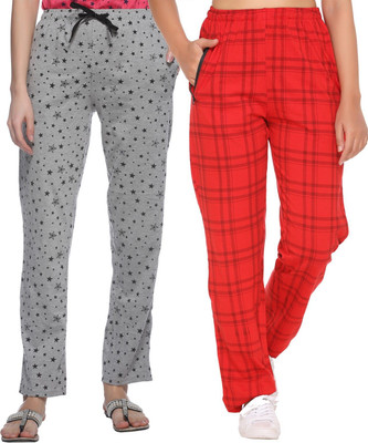 HouseOfCommon Printed Women Grey Track Pants