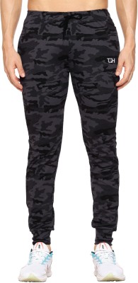 TQH Printed Men Black Track Pants